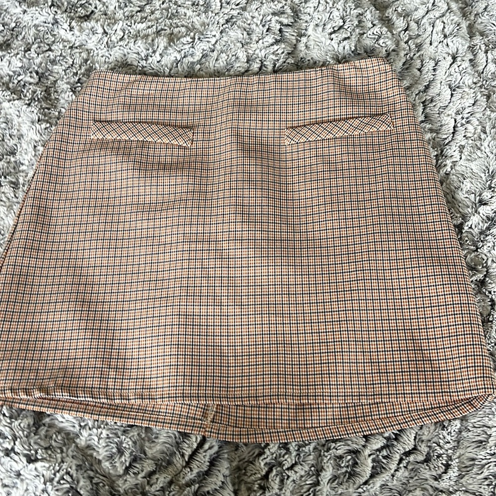 Altar’d State Orange and Blue Plaid Mini Skirt size small